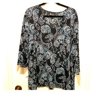 Black and turquoise blouse